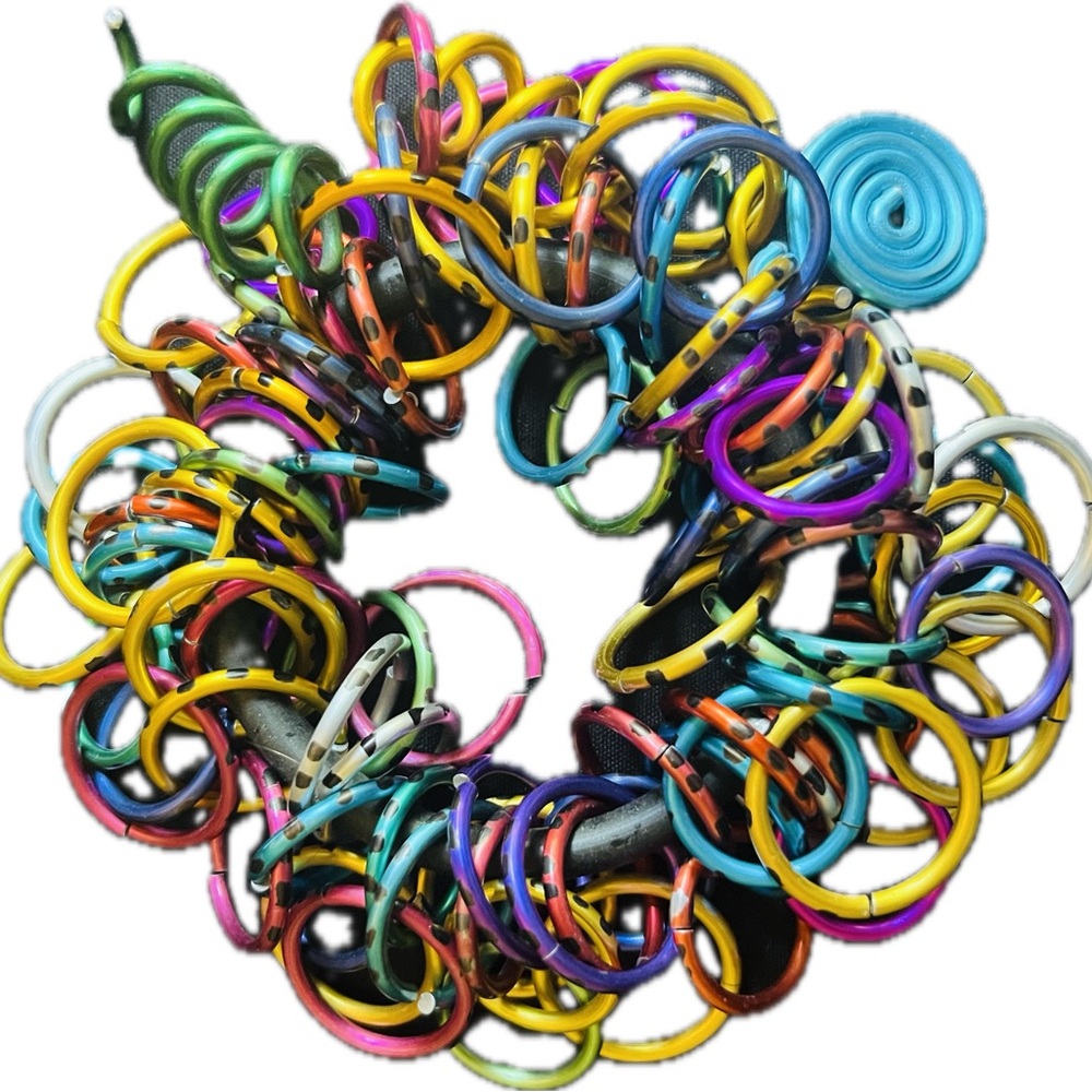 David Spada 1980's Spiral Anodized Multicolor Aluminum Bracelet.